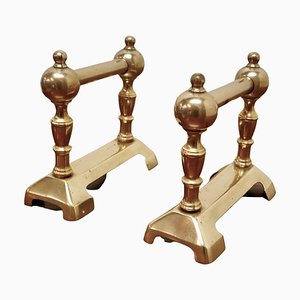 Sturdy Victorian Fire Dogs in Brass, Set of 2