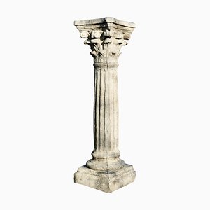 Classical Corinthian Column Pedestal in Weathered Cast Stone, 1960