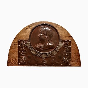 Large Victorian Queens Head Copper Wall Plaque, 1890