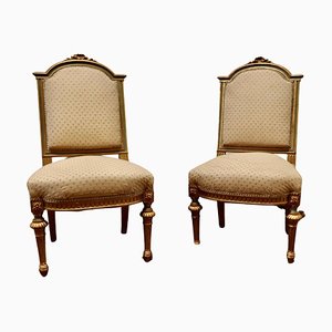 Antique French Gilt Salon Chairs, 1880, Set of 2
