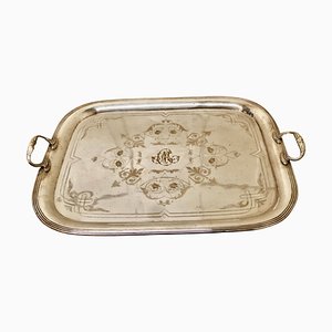 Large French Silver Plated Tray by Lame & Lacroix, 1920