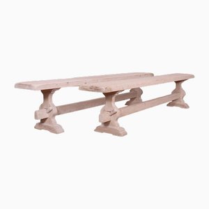 French Trestle Benches, 1890s, Set of 2