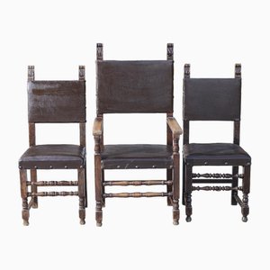 Chaises Vintage en Similicuir, 1930s, Set de 3