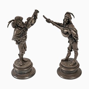 Musiker Figuren aus versilberter Bronze, 2 . Set