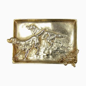 French Bronze Tray or Vide-Poche with Hunting Dogs, 1930s
