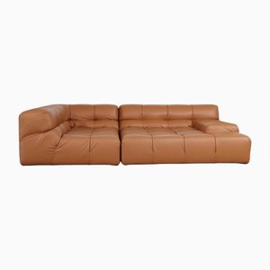 Cognac Leather Tufty Time Modular Sofa by Patricia Urquiola for B&b Italia, Set of 2