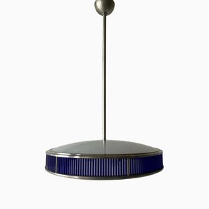 Blue and White Glass UFO Ceiling Lamp by Gunther Lambert, Germany, 1970s