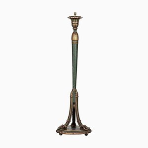 19th Century French Gilt & Green Painted Floor Lamp, 1880s