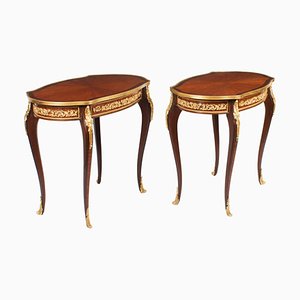 Tables d'Appoint Ovales Montées en Bronze doré Louis Revival Vintage, 1950s, Set de 2