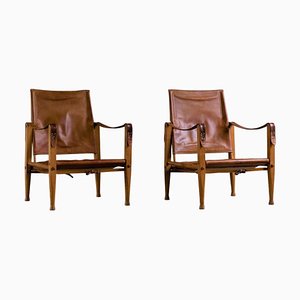 Safari Stühle aus Esche & Leder von Kaare Klint, 1950er, 2er Set
