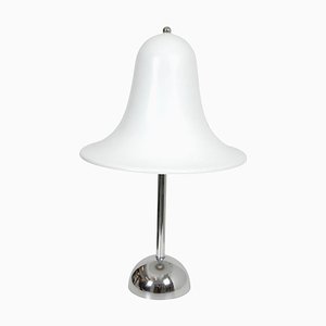Lampe de Bureau Verpan en Chrome Blanc par Verner Panton pour Louis Poulsen