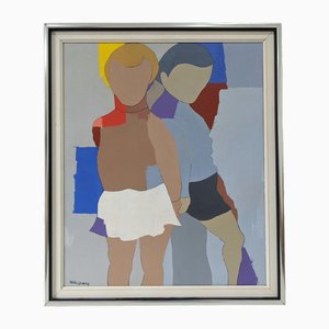 The Duo, 1950s, Oil on Canvas, Framed
