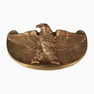 Antique Bald Eagle Inkwell in Gilded Bronze by Frecourt, 1890s