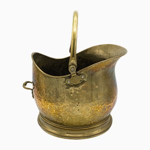 Antique Victorian English Helmet Scuttle in Brass