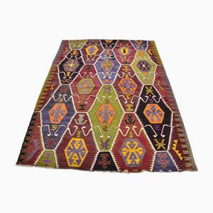 Mehrfarbiger Vintage Kelim Teppich mit ethnischem Dekor