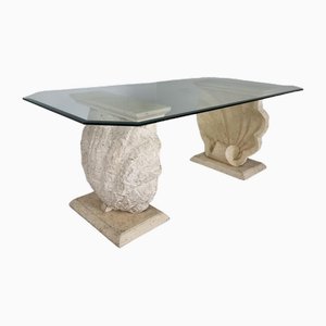 Mesa de comedor Shell de piedra de Magnussen Ponte, años 80