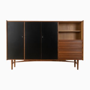 Credenza vintage nera e marrone, anni '60