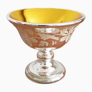Antique Biedermeier Glass Bowl in Silver, 1850s