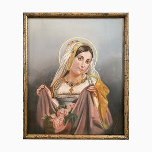Retrato de la Virgen con sus mejores galas, siglo XIX, pastel