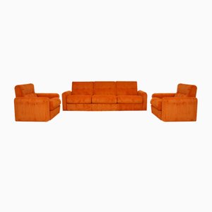 Orange Modular Sofa and Armchairs, 1970s, Set of 5