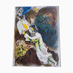 Marc Chagall, Moisés recibe las tablas del pacto, 1987, Litografía