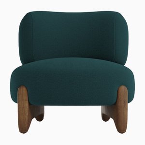 Modern Tobo Armchair in Fabric Boucle Night Blue and Smoked Oak by Collector Studio
