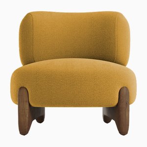Modern Tobo Armchair in Fabric Boucle Mustard and Smoked Oak by Collector Studio