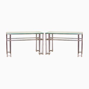 Tables Console Vintage en Acier, 1980s, Set de 2