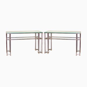 Vintage Steel Console Tables, 1980s, Set of 2