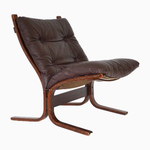 Vintage Dark Brown Leather Siesta Chair by Ingmar Relling for Westnofa, 1960s