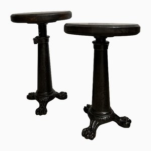 Antique Industrial Victorian Claw Foot Stool, 1890s, Set of 2