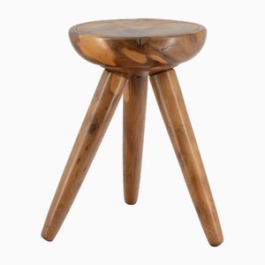 Mid-Century Yew Low Table Stool in the style of Charlotte Perriand, 1960s