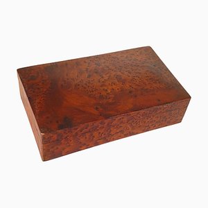 Caja de puros marrón de madera nudosa del siglo XX, Francia, años 70