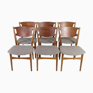 Model 42A Chairs in Oak and Teak by Helge Sibast, 1960s, Set of 6