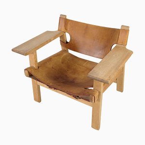 Chaise BM2226 en Cuir Patiné par Børge Mogensen, Espagne, 1960s