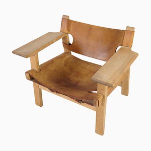 Spanischer BM2226 Stuhl aus patiniertem Leder von Børge Mogensen, 1960er