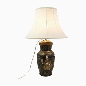 Chinese Lamp with Detailed Carvings and Motif, 1920s