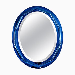 Italian Oval 2-Tone Mirror attributed to Cristal Luxor by Antonio Lupi, 1960s