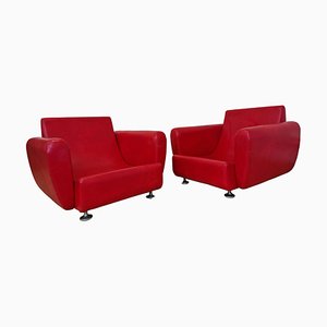 Poltrone Mid-Century rosse, 1969, set di 2