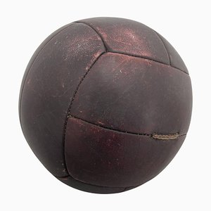 Balón medicinal vintage de cuero caoba, años 30