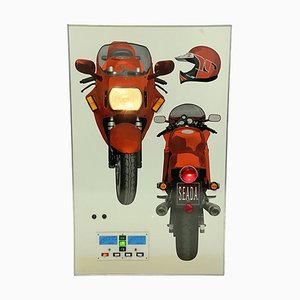 Wall Mounted Artwork with Motorbike Demonstrating Lights for Driving Instruction, 1970s