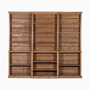 Large 19th Century English Pine Breakfront Bookcase, 1890s