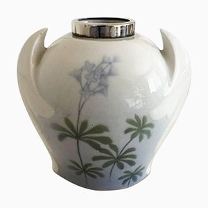 Art Nouveau Vase with Silver Top from Bing and Grondahl, 1890s
