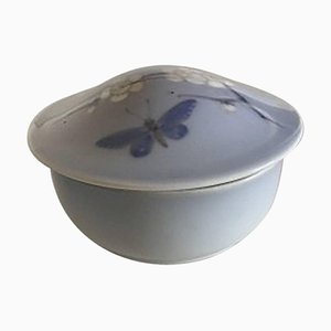 Art Nouveau Lidded Bowl with Flower and Butterfly from Royal Copenhagen, 1920s