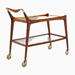 Bar Cart in Brass and Mahogany by Ico Parisi, 1950s