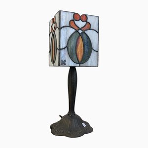 Lampada vintage in vetro in stile Tiffany di Glaskunst Atelier Hans Klausner Stegersbach