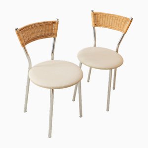 Chaises Mid-Century en Rotin, 1980s, Set de 2