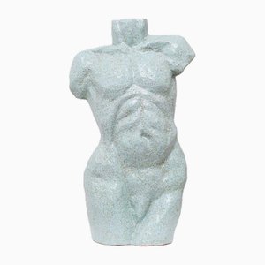 Figura de estudio de cerámica con forma de torso Mid-Century en azul claro