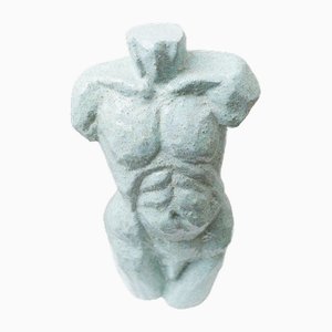 Statue de Torse Mid-Century Studio Ceramic en Bleu Clair Sound Figure