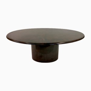 Brown Lacquered Goatskin Oval Dining Table by Aldo Tura, 1970s